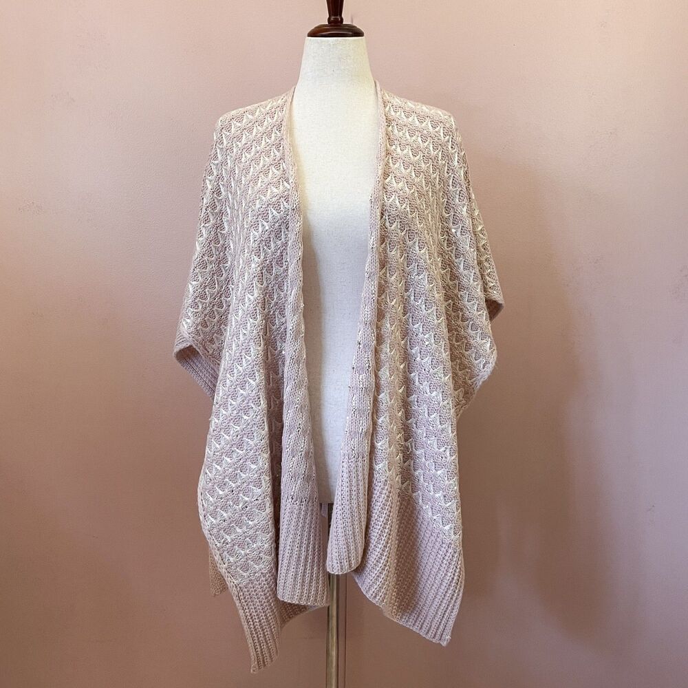 Zoe Madison Blush Pink Open Front Kimono Ruana OS Casual Winter Soft Girl